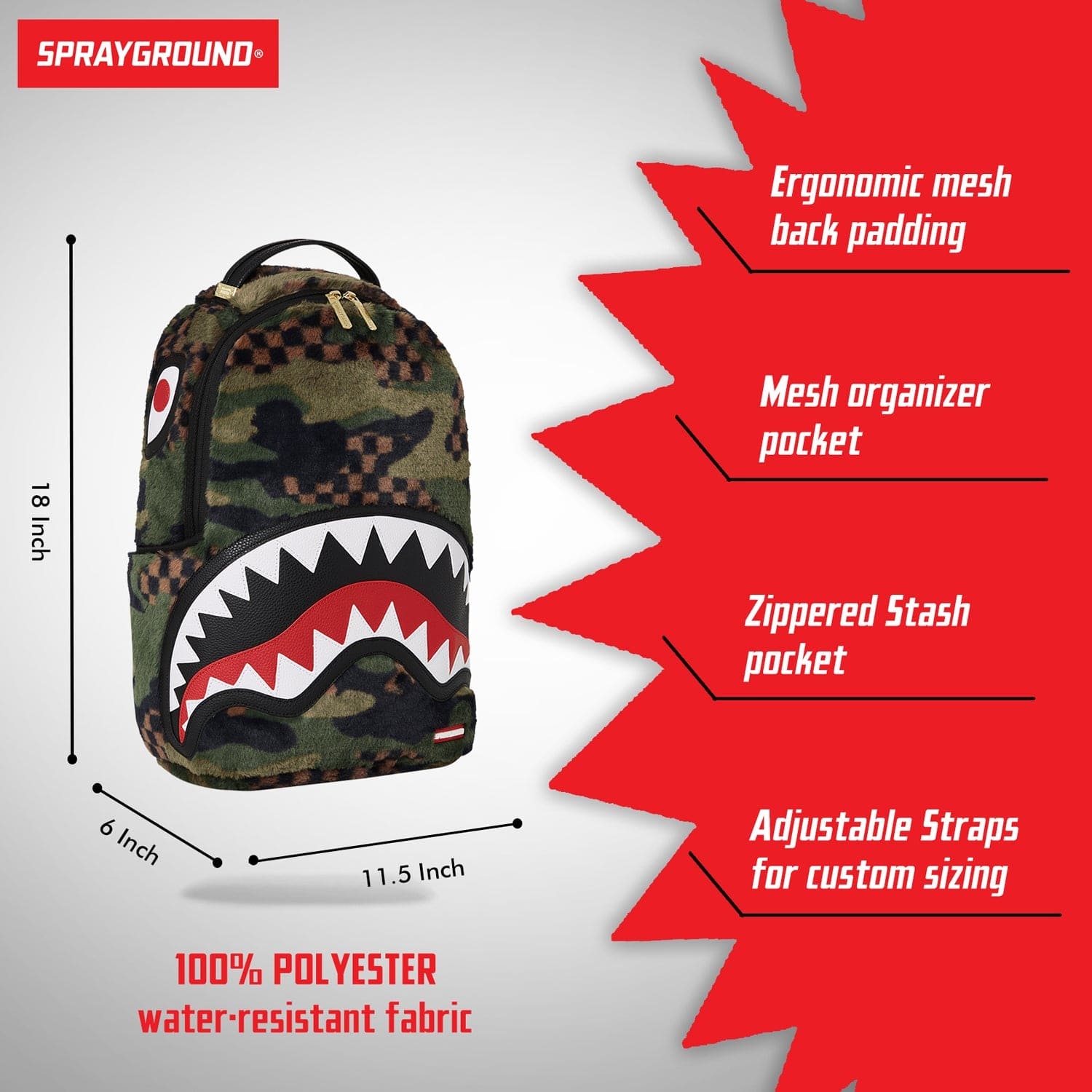 Sprayground Limited Edition Green 3Am Fur Backpack For Unisex - 910B5696NSZ