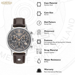 ROAMER Vanguard Chronograph Grey Round Dial Men's Watch- 975819 41 05 09