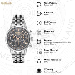 ROAMER Vanguard Chronograph Grey Round Dial Men's Watch- 975819 41 05 90