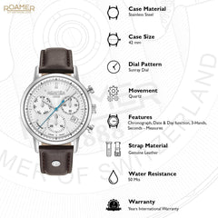 ROAMER Vanguard Chronograph Silver Round Dial Men's Watch- 975819 41 15 09