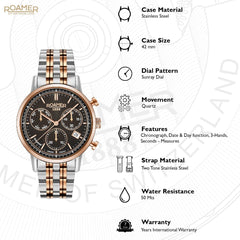 ROAMER Vanguard Chronograph Black Round Dial Men's Watch- 975819 49 55 90