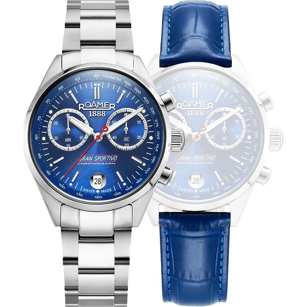 Roamer Gran Sportivo Chronograph Blue Sunray Round Dial Men's Watch - 978818 41 45 20