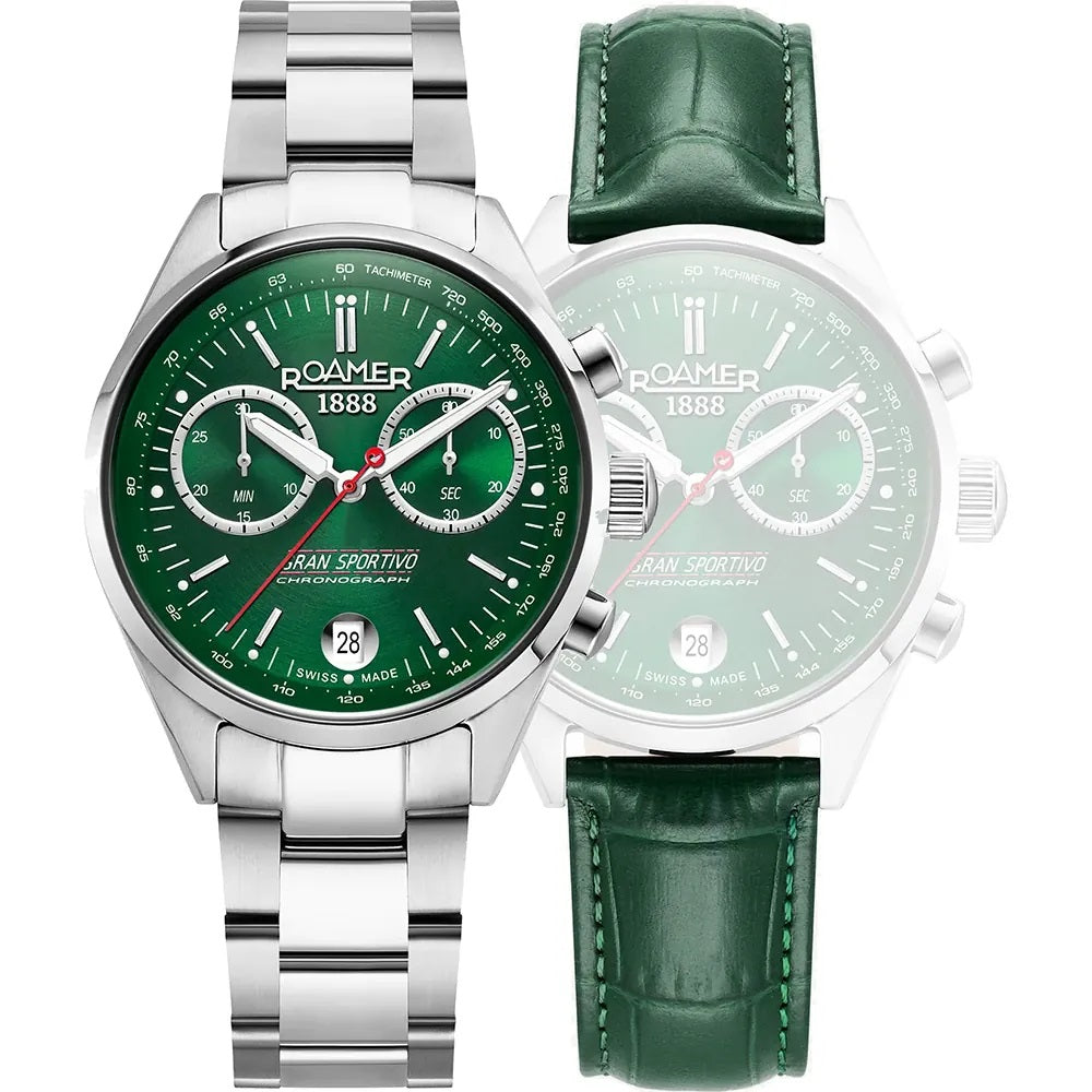 Roamer Gran Sportivo Chronograph Green Sunray Round Dial Men's Watch - 978818 41 75 20