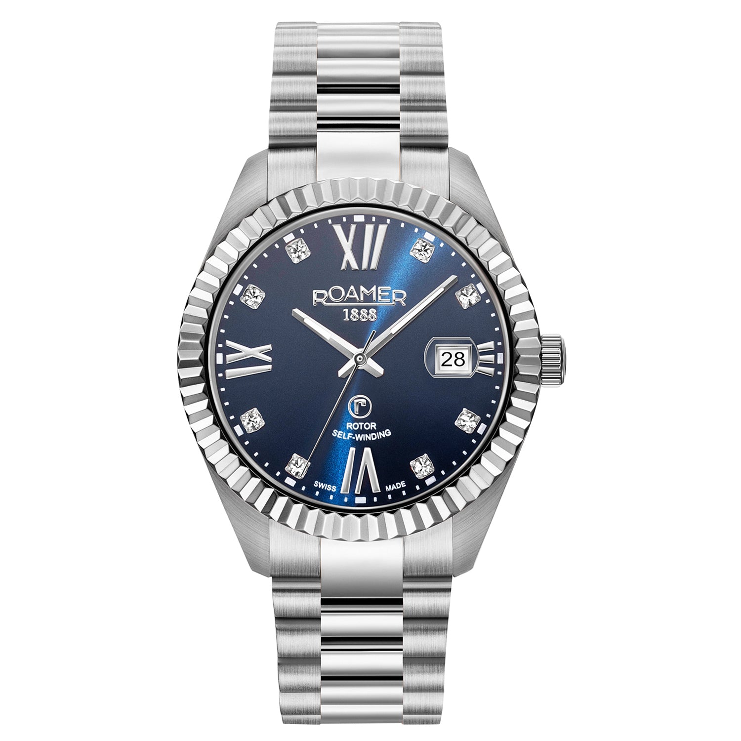 Roamer Primeline Crystal Automatic Blue Round Dial Men's Watch - 981661 41 49 90