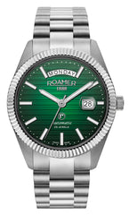 Roamer Primeline Daydate II Automatic Green Pattern Round Dial Men's Watch - 981666 41 75 50