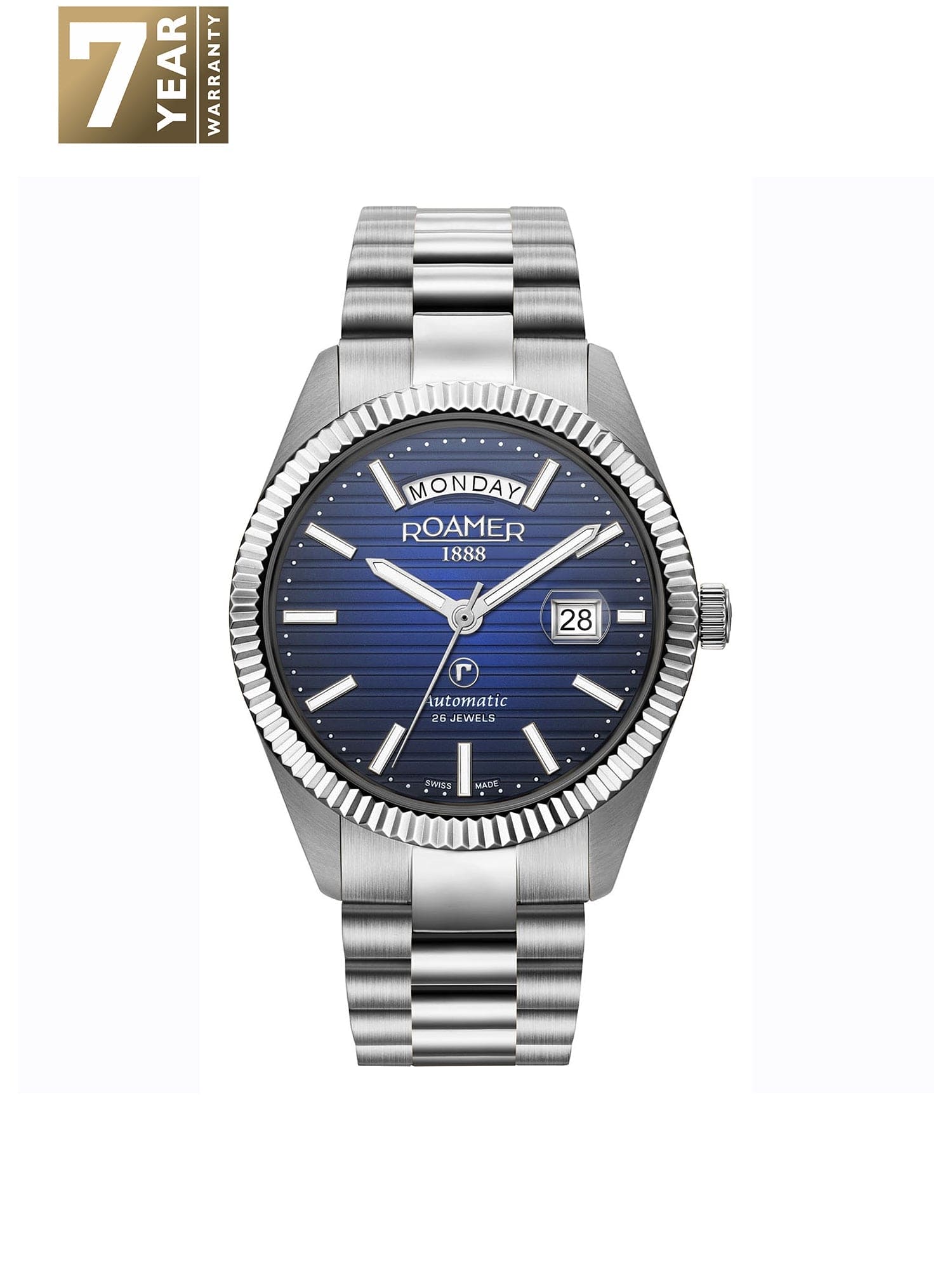 Roamer Primeline Daydate II Automatic 26 Jewels Men's Watch -  981666 41 45 50