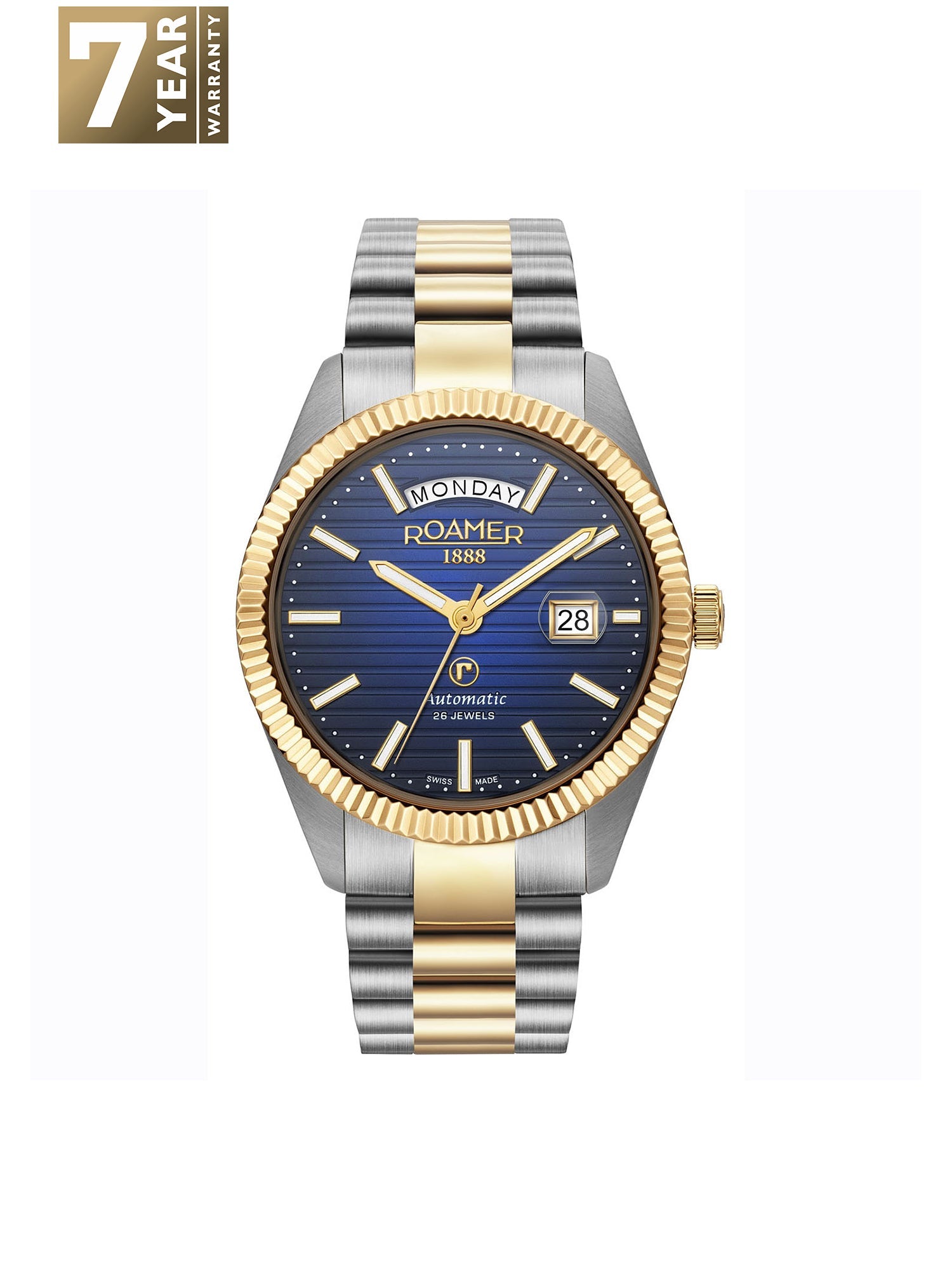 Roamer Primeline Daydate II Automatic 26 Jewels Men's Watch -  981666 47 45 50