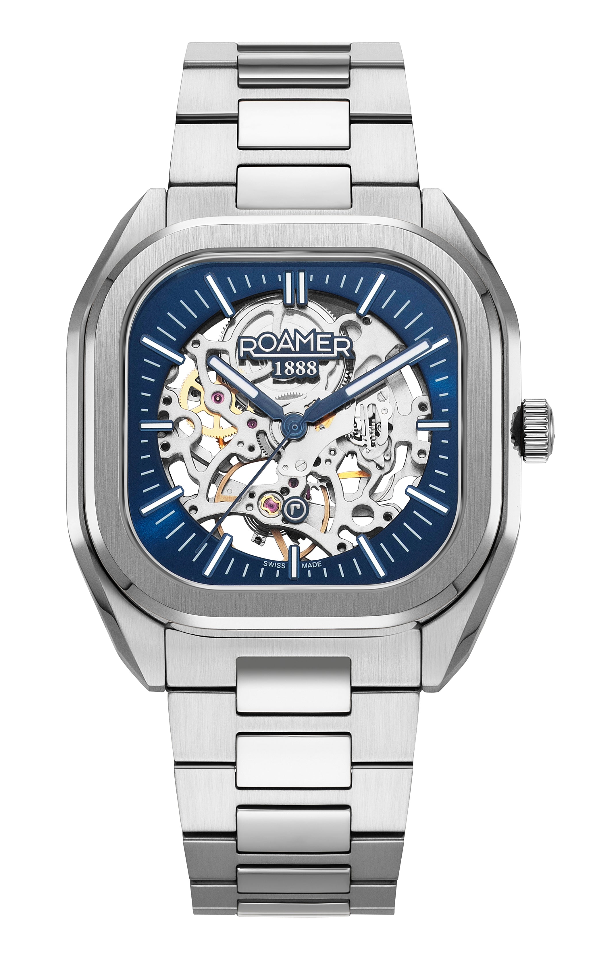 Roamer Mechano Mechanical Blue Square Dial Men's Watch - 985986 41 45 20