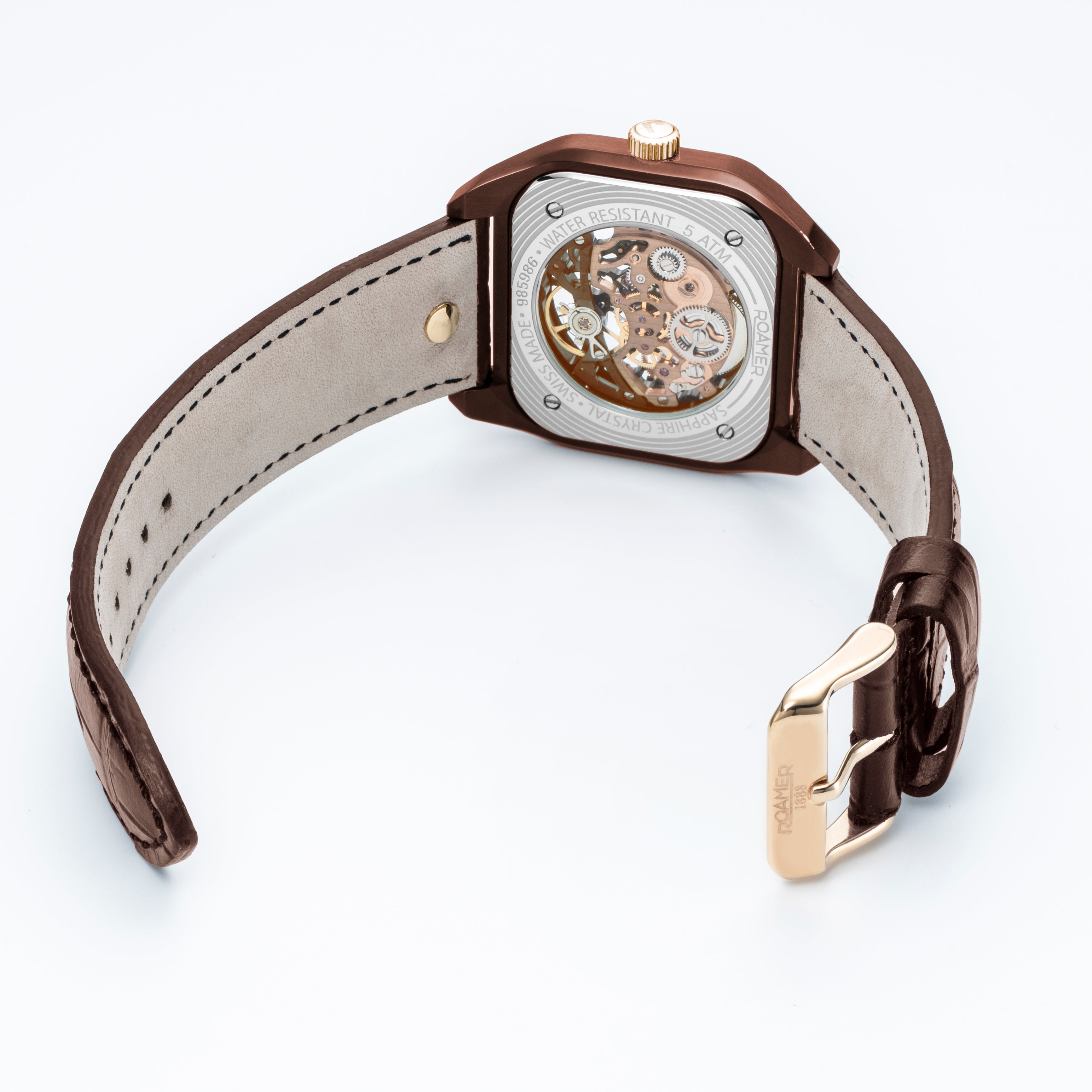 Roamer Mechano Mechanical brown Square Dial Men's Watch - 985986 43 65 20