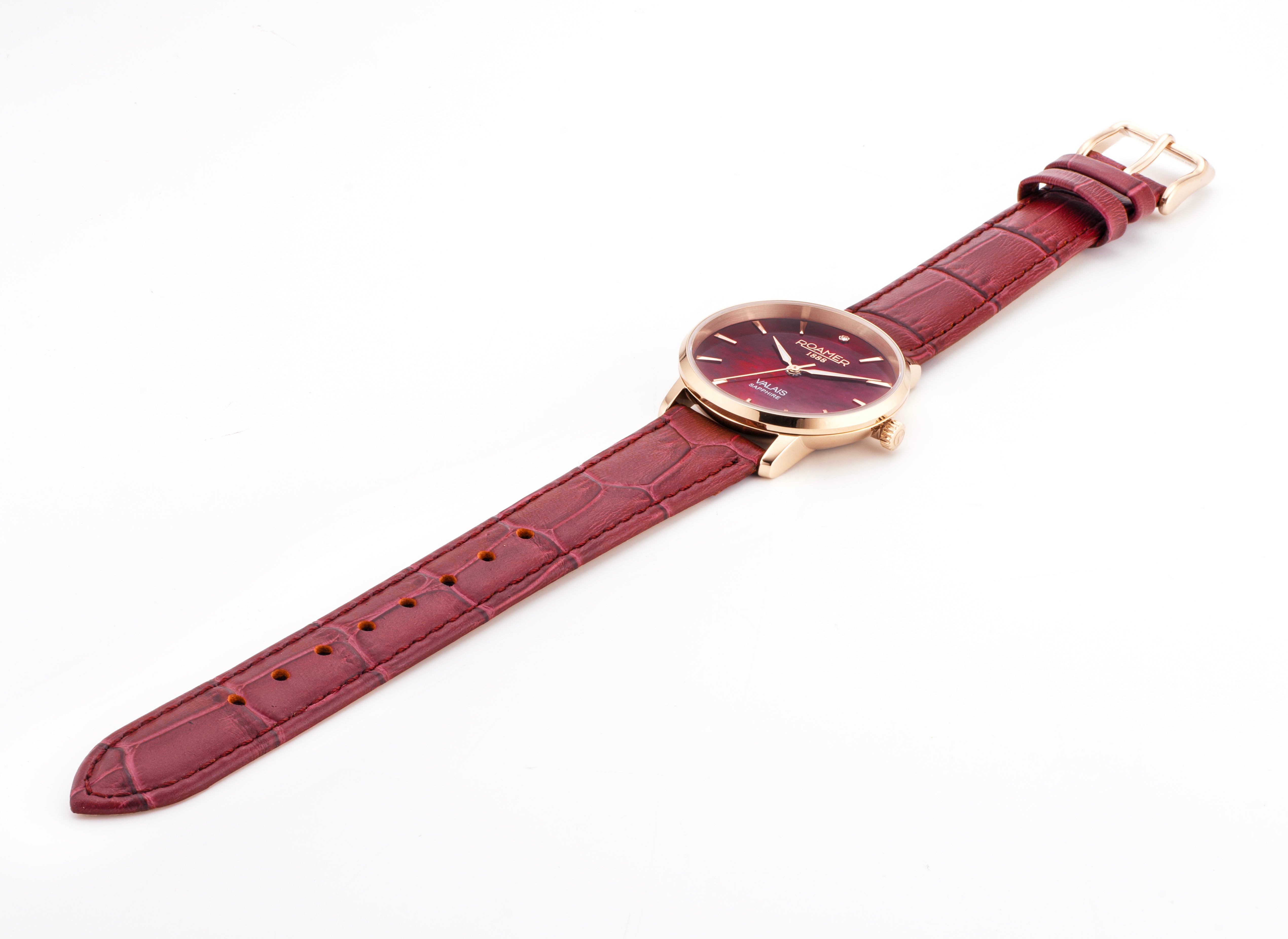 Roamer Valais Ladies Interchangeable Box Set Analog Red MOP Round Dial Women's Watch - 989847 46 60 05