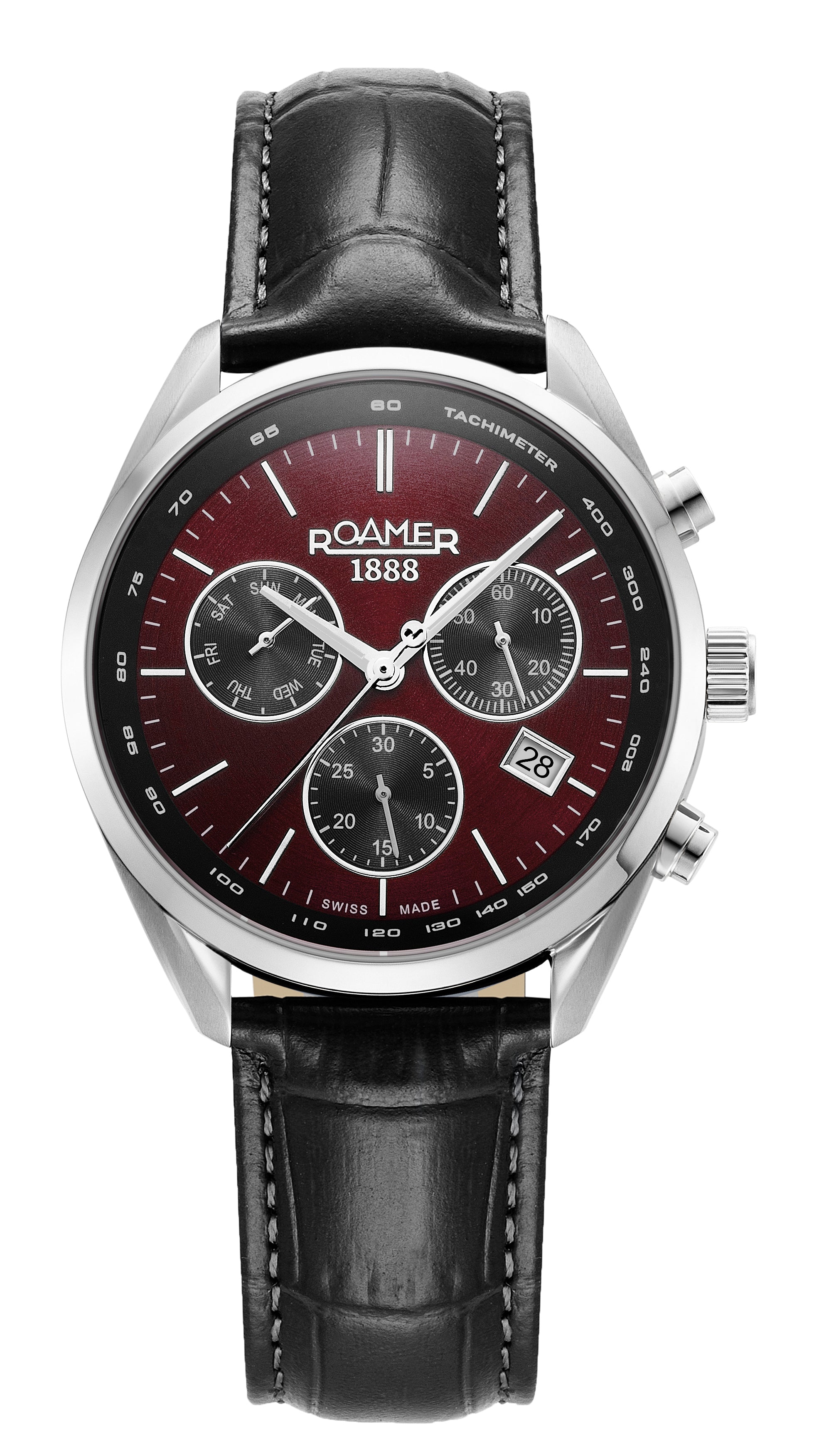 Roamer Pro Chrono Chronograph Burgundy Sunray Round Dial Men's Watch - 993819 41 65 02