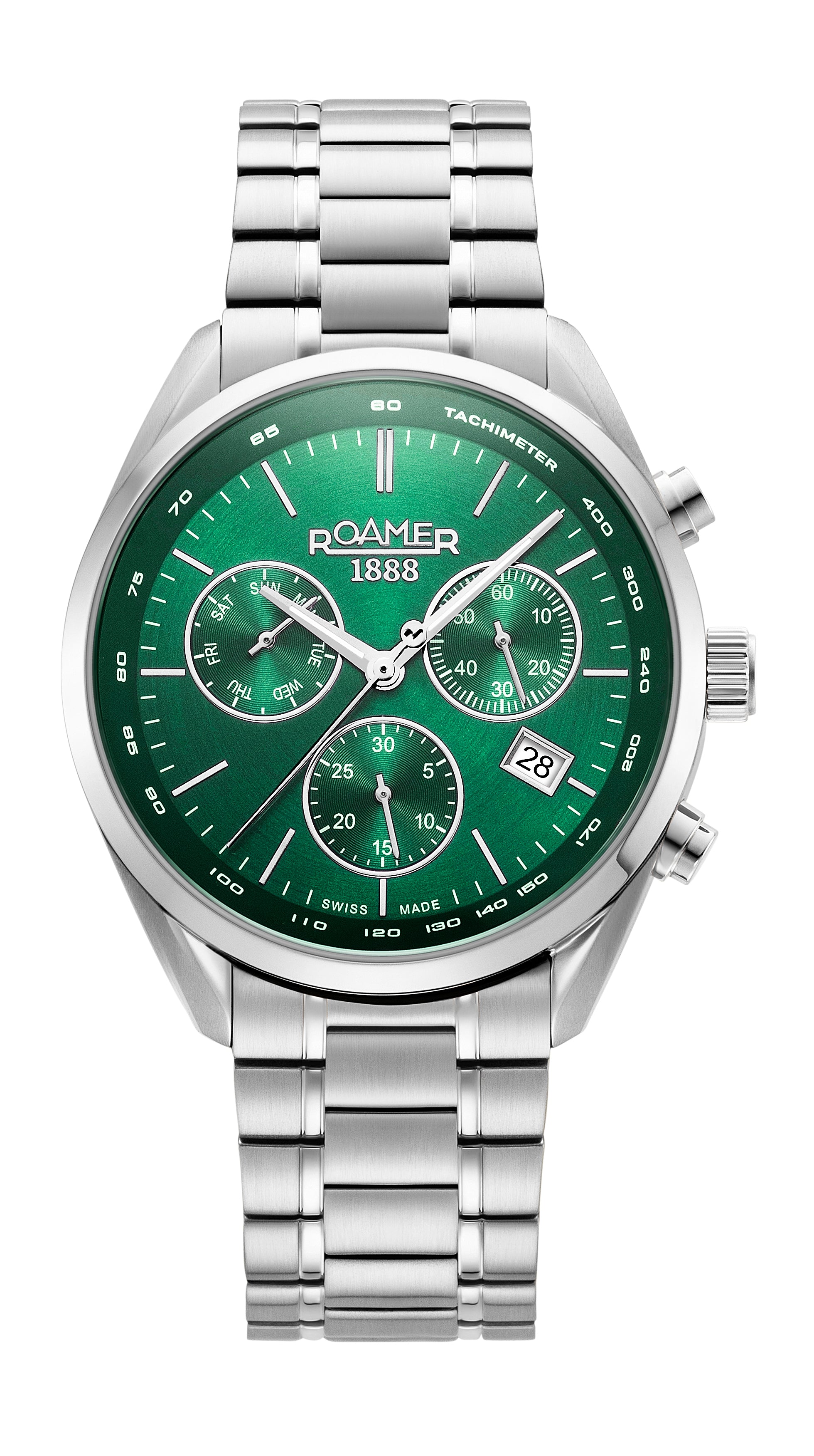 Roamer Pro Chrono Chronograph Green Sunray Round Dial Men's Watch - 993819 41 75 20