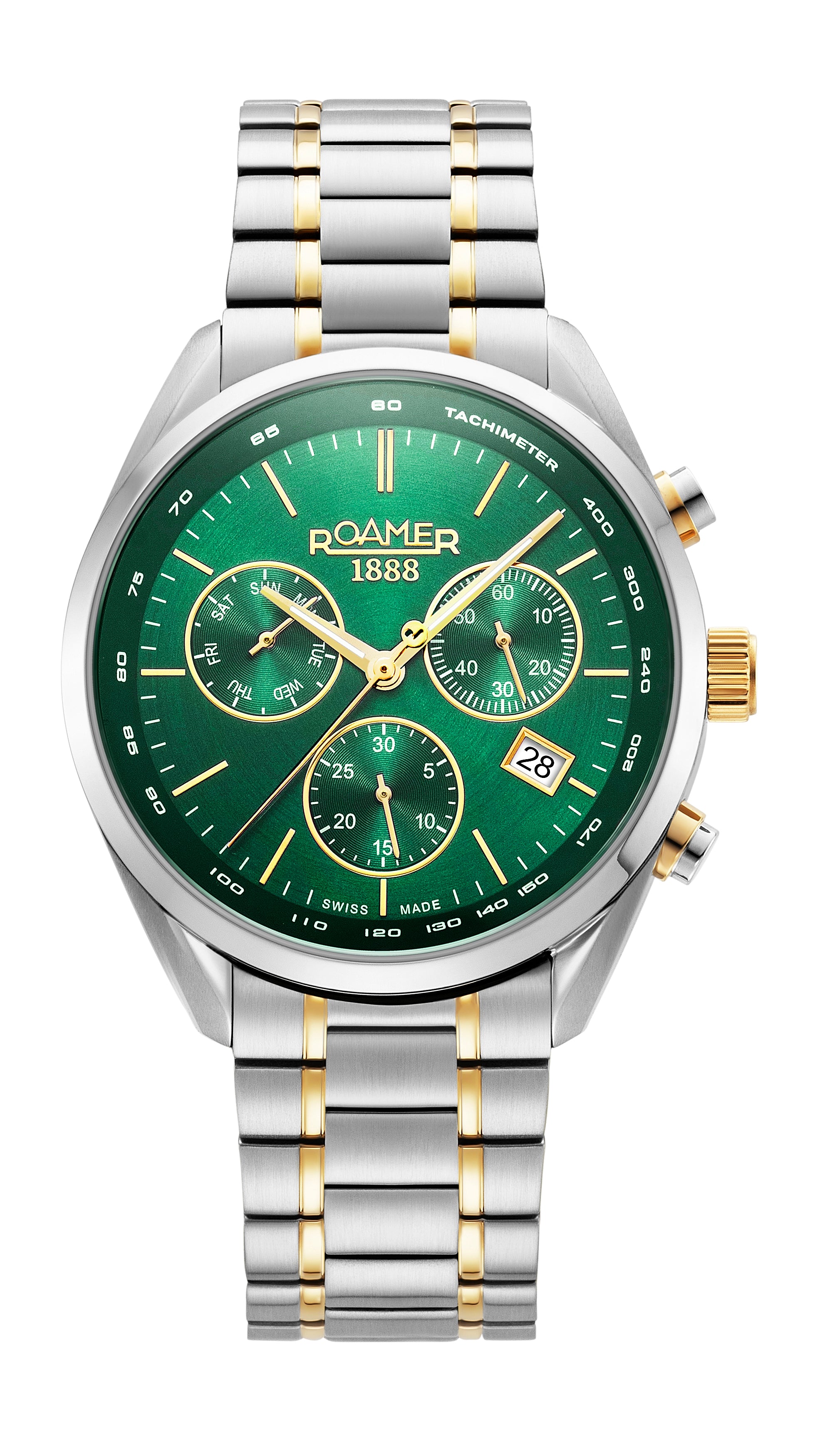 Roamer Pro Chrono Chronograph Green Sunray Round Dial Men's Watch - 993819 47 75 20
