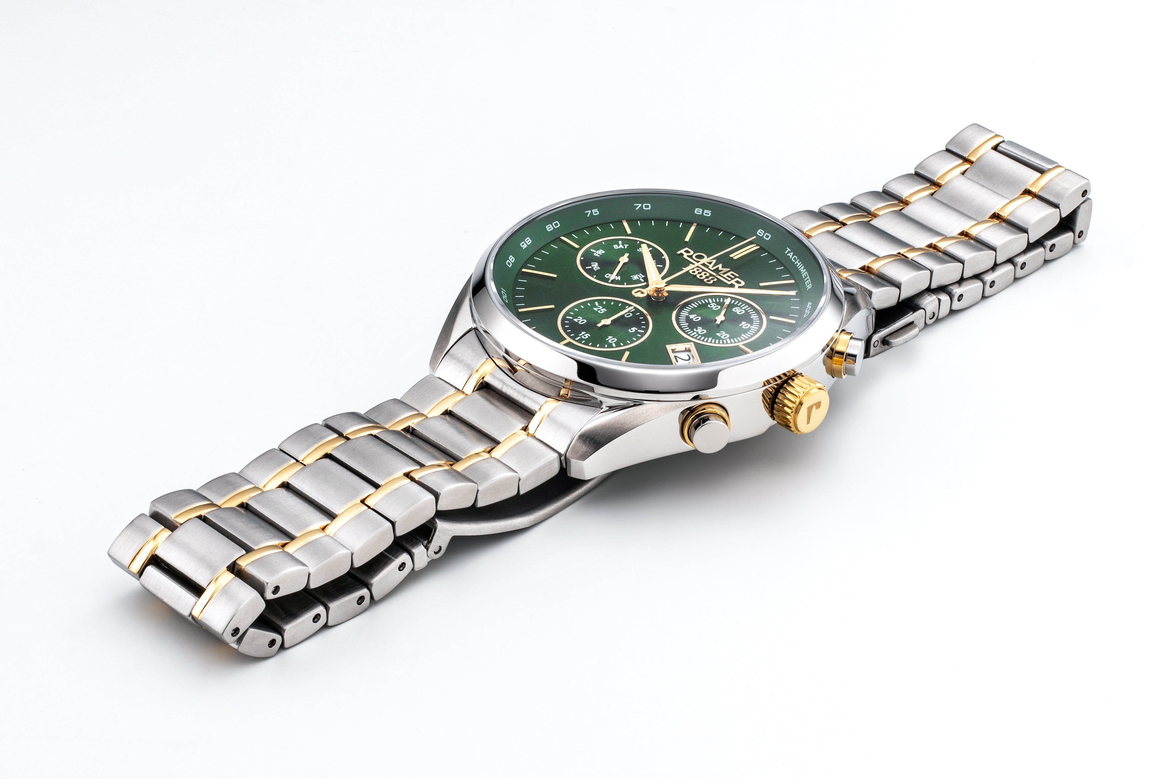 Roamer Pro Chrono Chronograph Green Sunray Round Dial Men's Watch - 993819 47 75 20