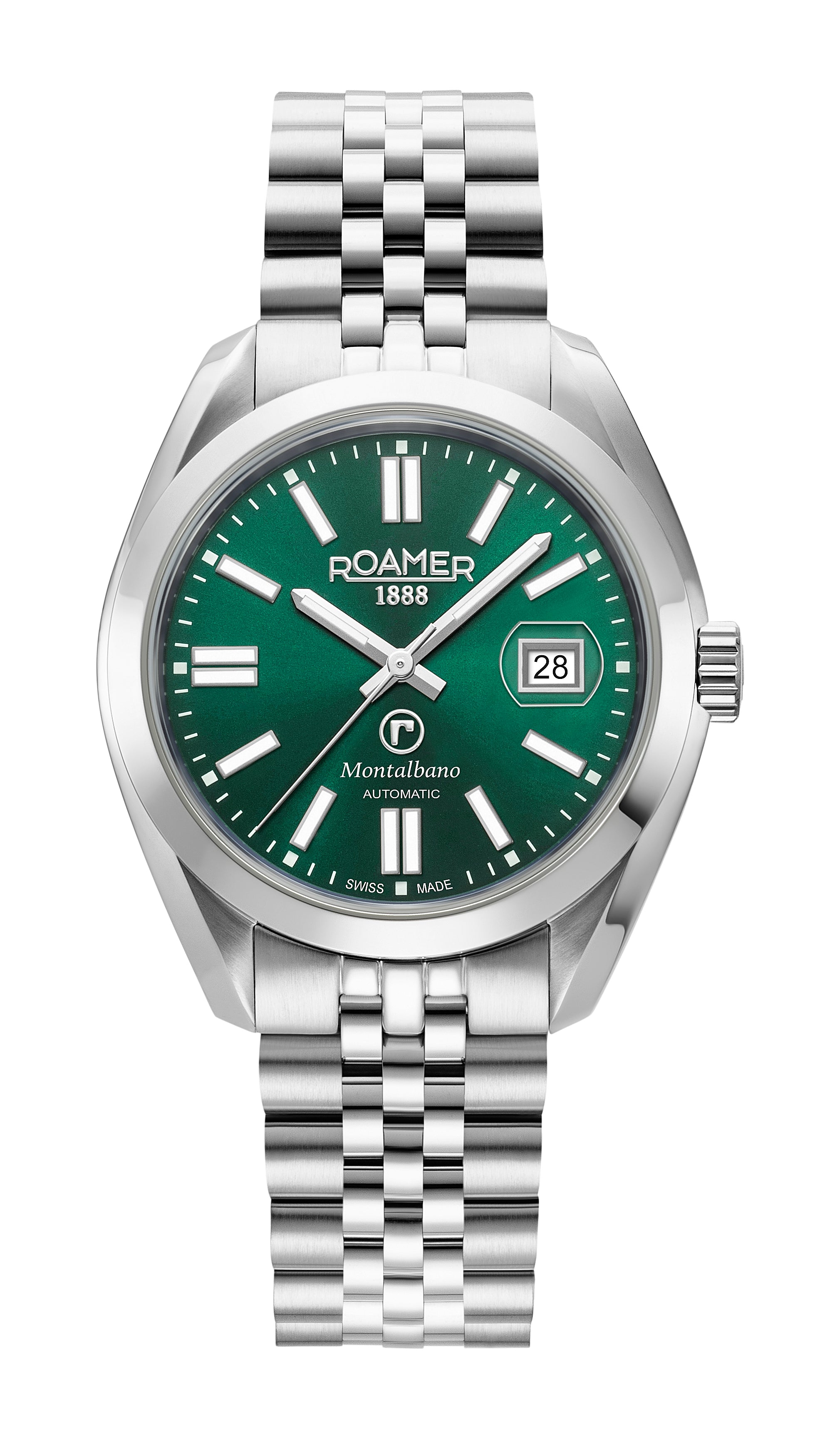 Roamer Montalbano Gents Mechanical Green Sunray Round Dial Men's Watch - 996983 41 75 20