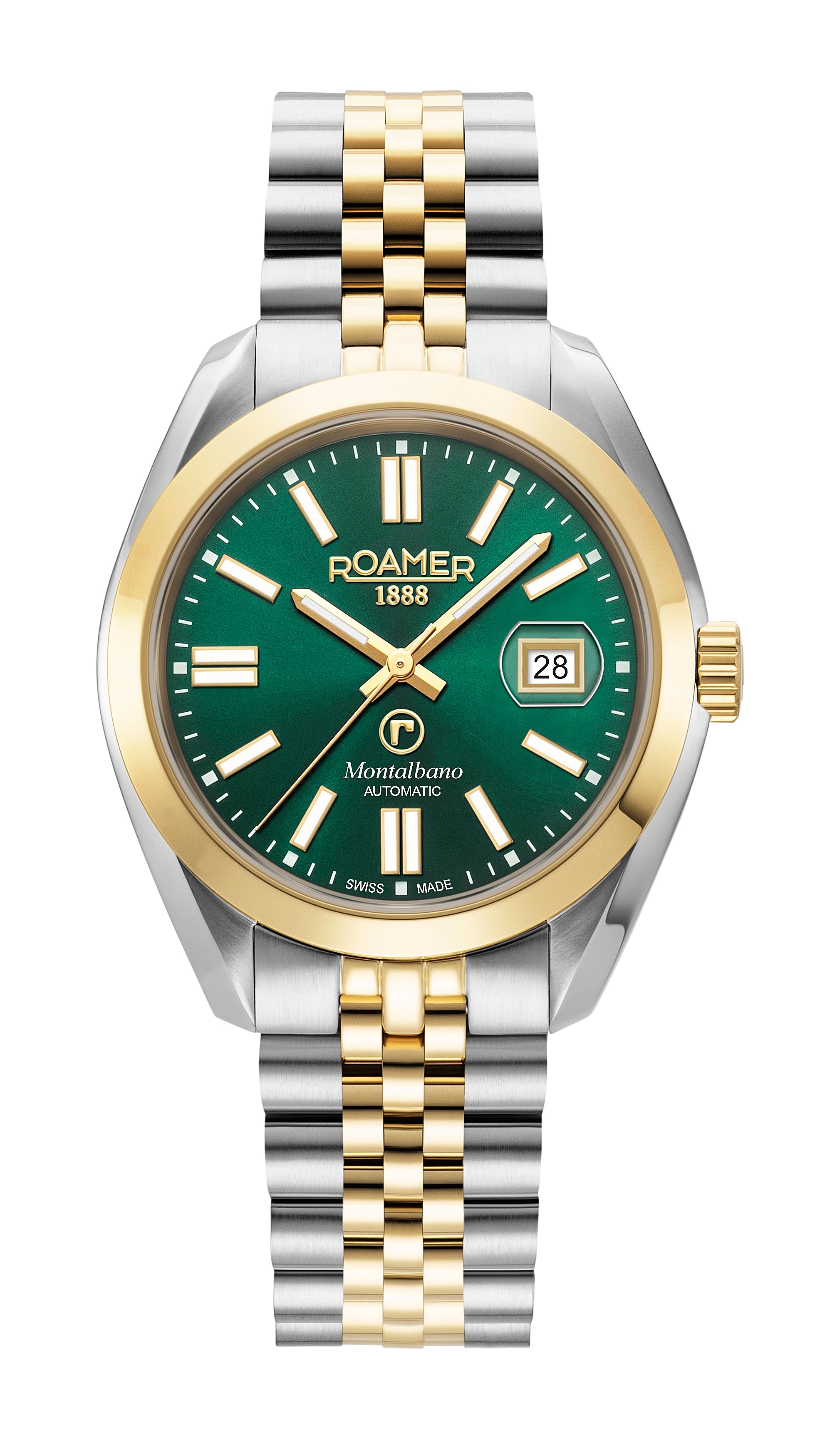 Roamer Montalbano Gents Mechanical Green Sunray Round Dial Men's Watch - 996983 47 75 20