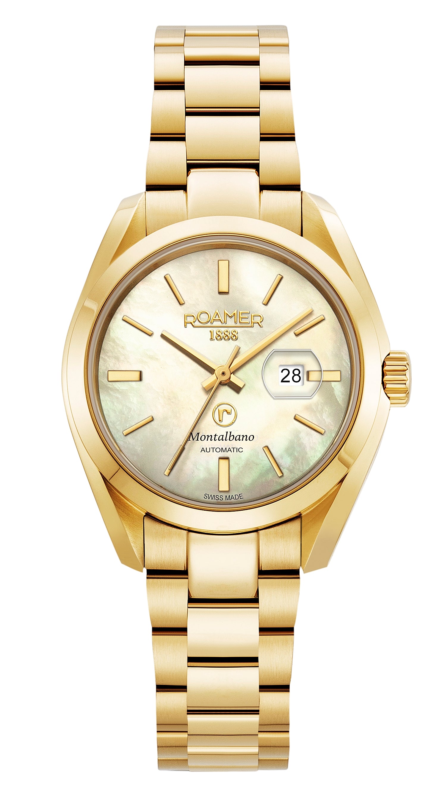 Roamer Montalbano Ladies Mechanical Champagne Mop Round Dial Women's Watch - 996990 48 30 20