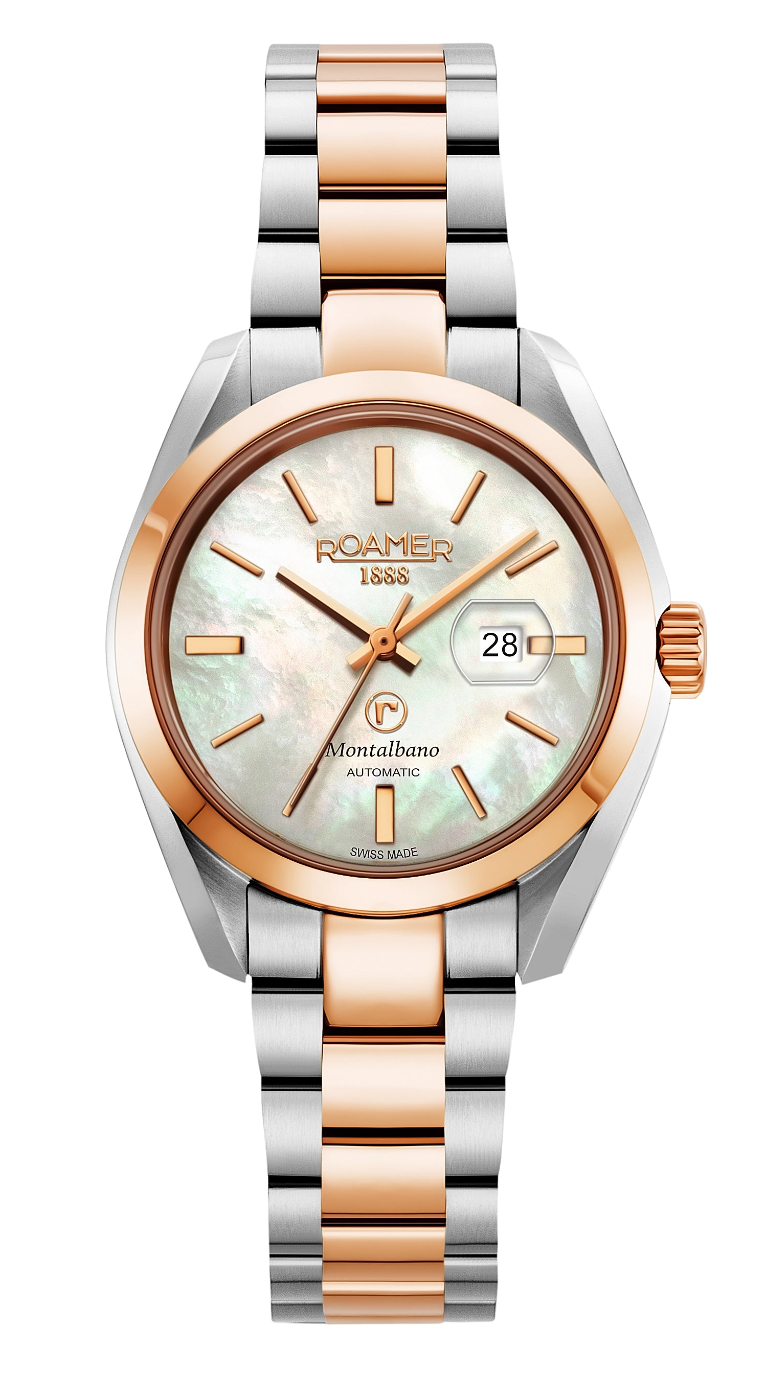 Roamer Montalbano Ladies Mechanical White Mop Round Dial Women's Watch - 996990 49 20 20
