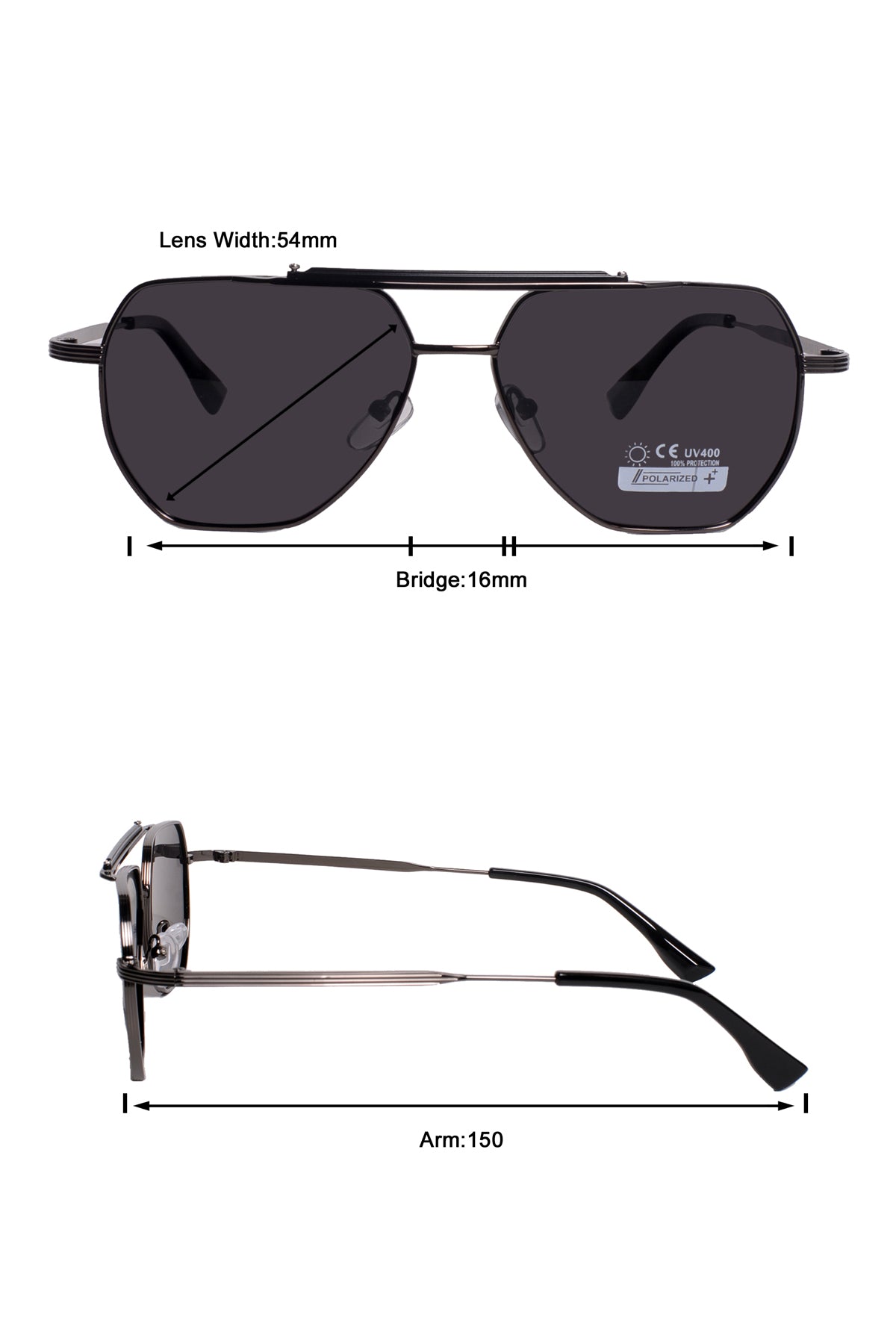 Jodykoes Legacy Metal Square Sunglasses – UV400 Polarized - JK-SG-669835-GRAY