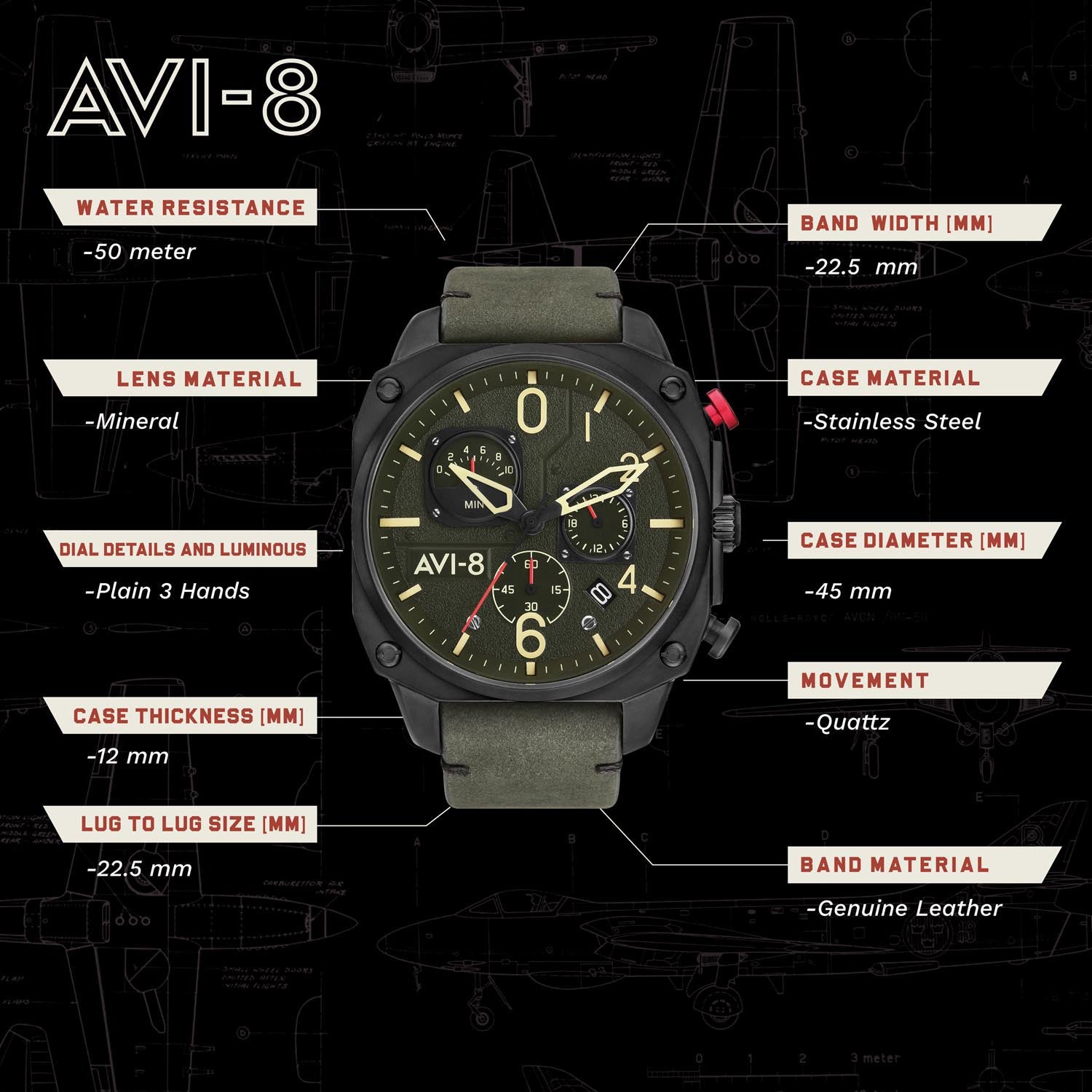 AVI-8 Hawker Hunter Chronograph Men's Watch -  AV-4052-08