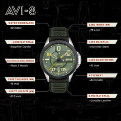 AVI-8 P-51 Mustang Automatic Men's Watch -  AV-4086-03