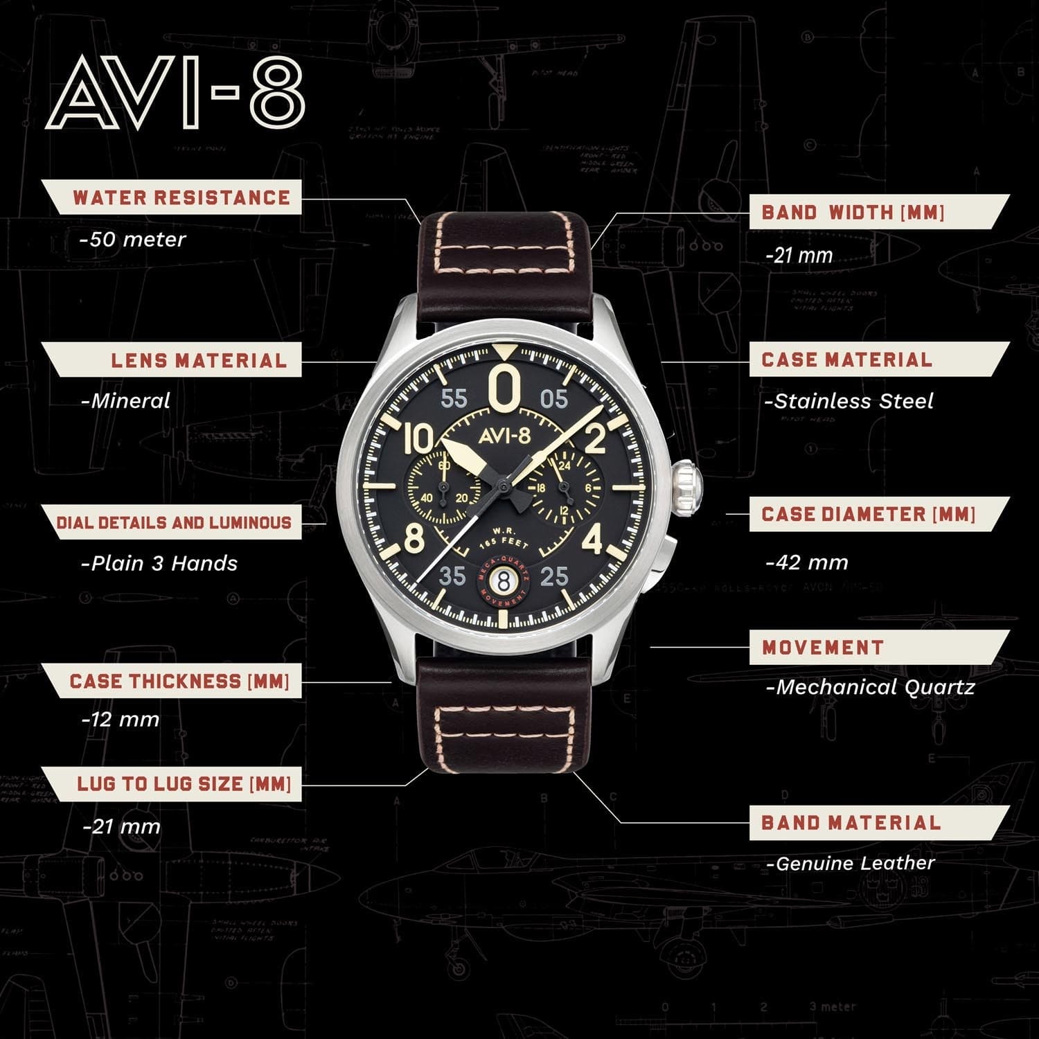 AVI-8 Spitfire Chronograph Men's Watch - AV-4089-01