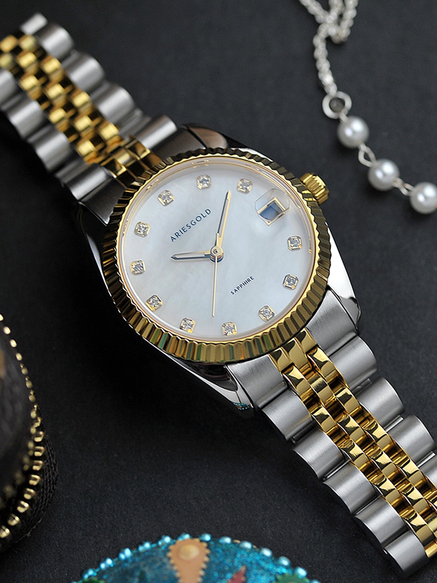 Aries Gold Heritage Crystal Quartz Women's Watch - B 1069 2TG-MP