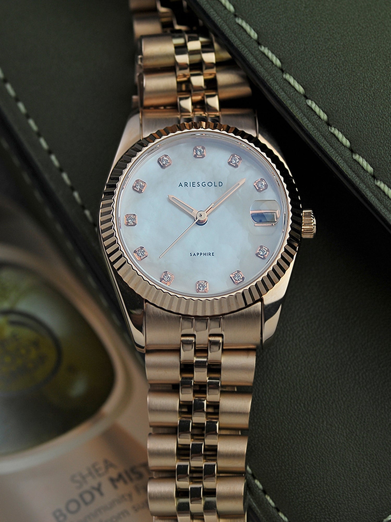Aries Gold Heritage Crystal Quartz Women's Watch - B 1069 RG-MP