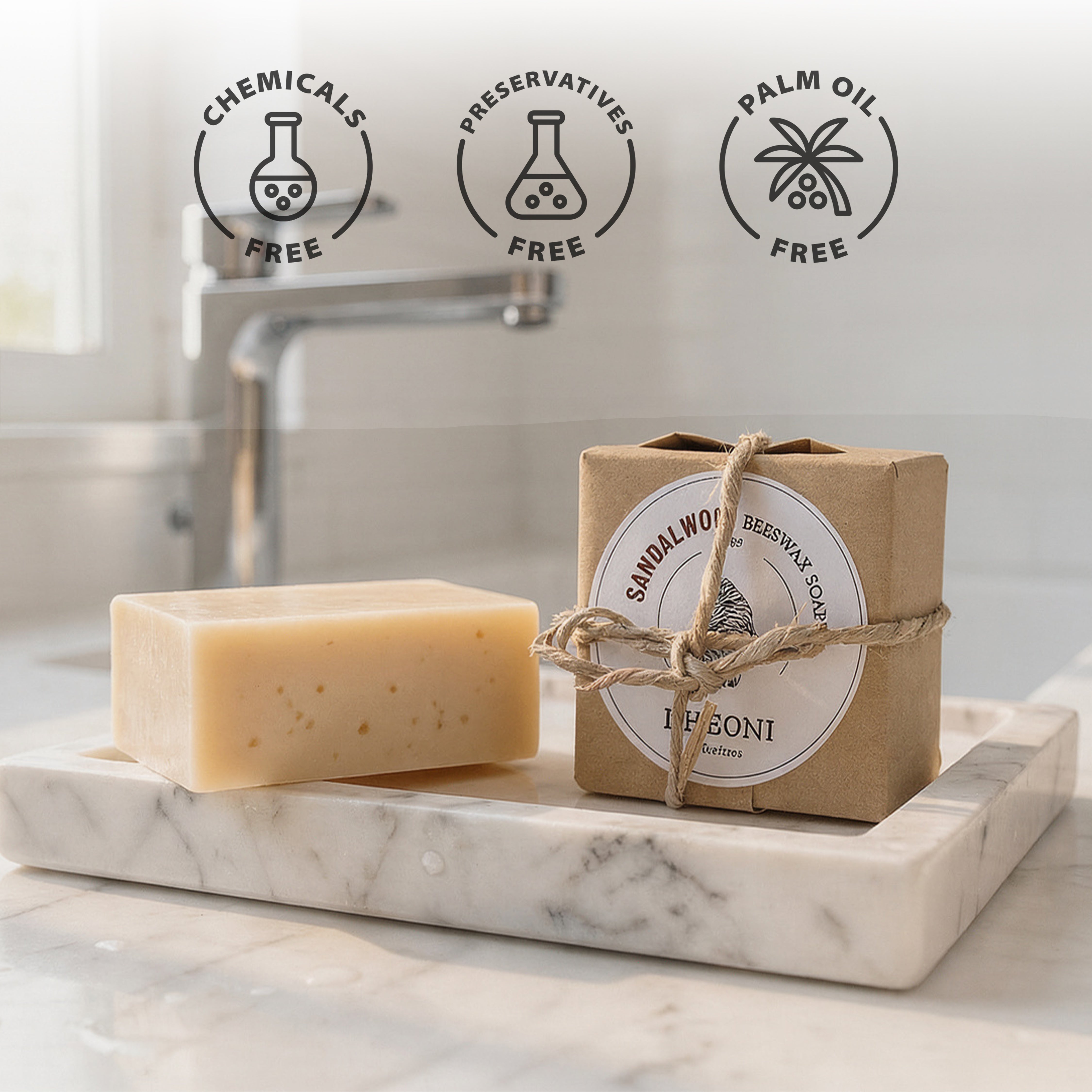 KHEONI  Sandalwood Beeswax Soap - 100 gm