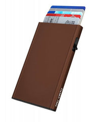 Tru Virtu 24101000104 Card Case Click & Slide Brown Solid Pattern Wallet