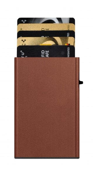 Tru Virtu 24101000104 Card Case Click & Slide Brown Solid Pattern Wallet