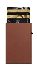 Tru Virtu 24101000104 Card Case Click & Slide Brown Solid Pattern Wallet