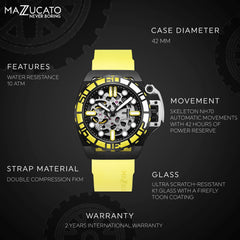 Mazzucato RIM SUB Automatic Men's Watch - DIVER-SK4-YL