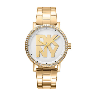 DKNY Soho Logo Analog Silver Round Dial Women's Watch - DK1L035M0055