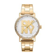 DKNY Soho Logo Analog Silver Round Dial Women's Watch - DK1L035M0055