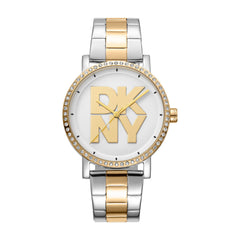 DKNY Soho Logo Analog Silver Round Dial Women's Watch - DK1L035M0075