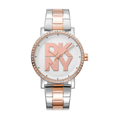 DKNY Soho Logo Analog Silver Round Dial Women's Watch - DK1L035M0095