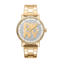 DKNY Soho Logo Analog Silver Round Dial Women's Watch - DK1L035M0215