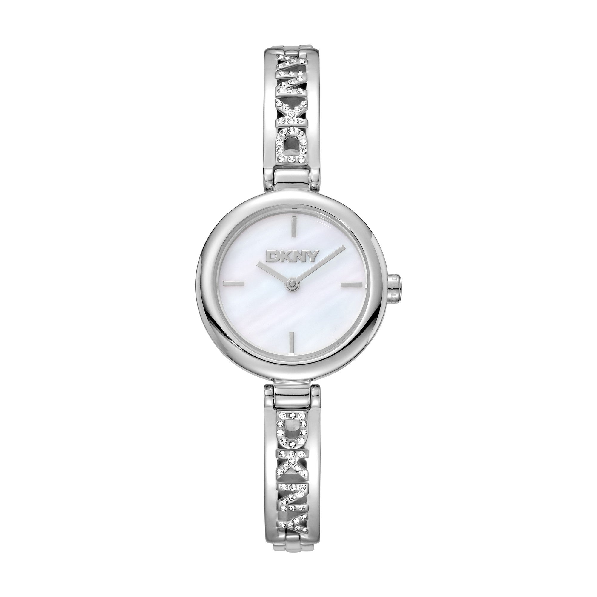 DKNY Logo Analog White Round Dial Women's Watch - DK1L115M0215