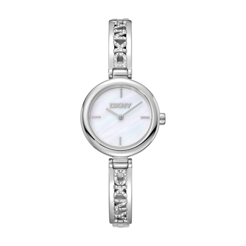 DKNY Logo Analog White Round Dial Women's Watch - DK1L115M0215