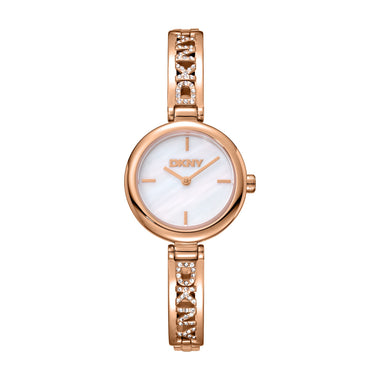 DKNY Logo Analog White Round Dial Women's Watch - DK1L115M0235