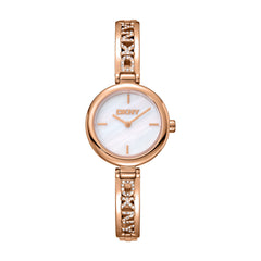 DKNY Logo Analog White Round Dial Women's Watch - DK1L115M0235