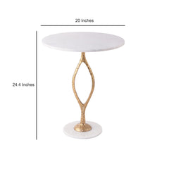 De Maison Decor Round Marble Side Table - Gold & White
