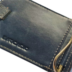 ARCADIO Money Clip Blue Soft Leather Bi-Fold RFID Protected Card Holder with Money Clipper Slim Wallet for Men Unique Birthday Anniversary Gift