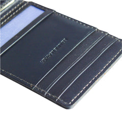 ARCADIO Money Clip Blue Soft Leather Bi-Fold RFID Protected Card Holder with Money Clipper Slim Wallet for Men Unique Birthday Anniversary Gift