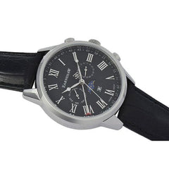 EARNSHAW OFFICER Swiss Made Multifunction Black Round Dial Men's Watch - ES-0017-01