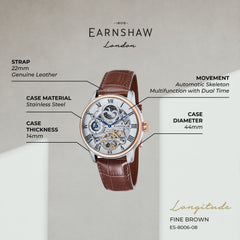 Earnshaw Longitude Moonphase Men's Watch -  ES-8006-08