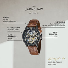Earnshaw Longitude Dual Time Men's Watch -  ES-8006-10
