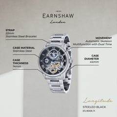 Earnshaw Longitude Dual Time Men's Watch -  ES-8006-11
