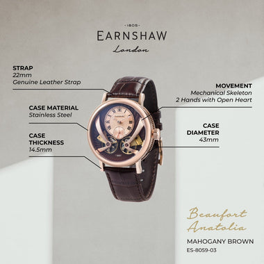 Earnshaw Beaufort Anatolia Automatic 40 Jewels Men's Watch -  ES-8059-03